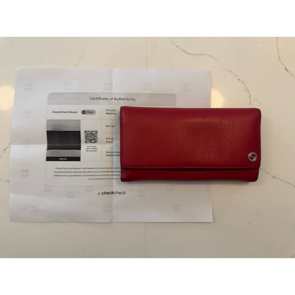 Gucci Jackets & Blazers - Red Gucci Leather Wallet - Snap Closure w/ Zipper Pocket Inside - Includes COA